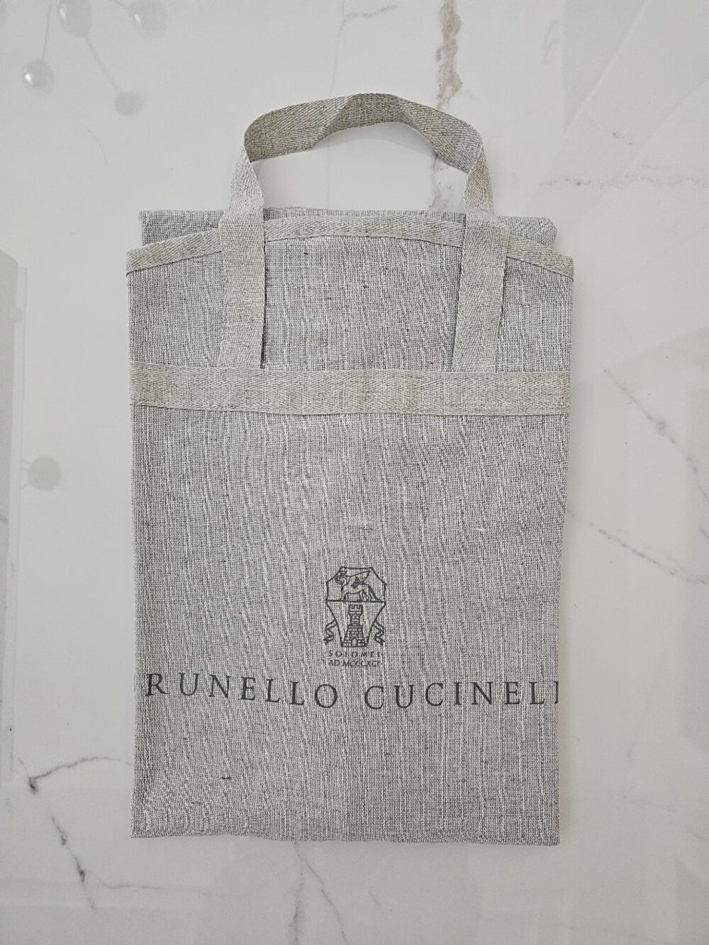 New AUTH BRUNELLO CUCINELLI Grey Logo Cotton Garment Travel bag 35"x21.5" Italy